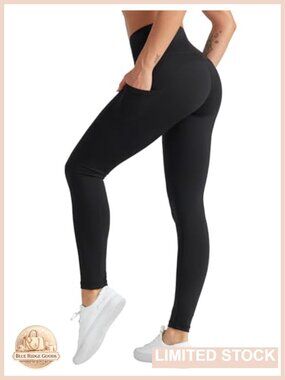 High Waist Yoga Pants Soft Workout Leggings Tummy Control Side Pockets